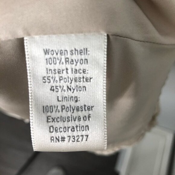 LAUREN‎ Conrad Pink & Blue Floral Lace Trimmed Sleeveless Beige Dress Size  2 - Picture 7 of 7